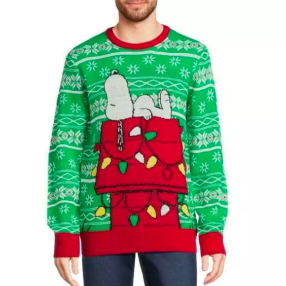 NWT Peanuts Snoopy Chillin' Dog House Christmas Ugly Sweater Adult 3XL 3XG XXXL - Picture 4 of 13